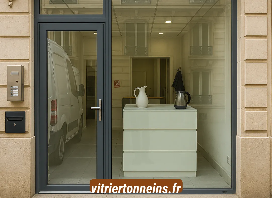 Façade vitrine de magasin en aluminium sur mesure à Tonneins